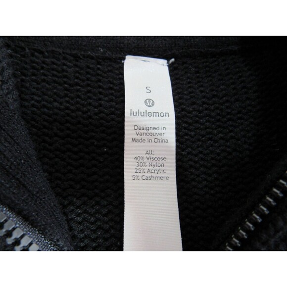 Lululemon Black Full Zip Hooded Cashmere Blend Sweater Jacket Size Small EUC - Picture 6 of 8